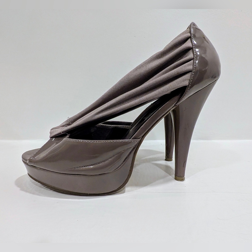 Madden Girl Mauve Draped Fabric Strap Cone Heels